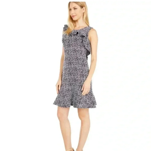 Michael Kors Jacquard Fit & Flare Ruffle Sleeveless Dress Plus Size XL - Picture 2 of 16